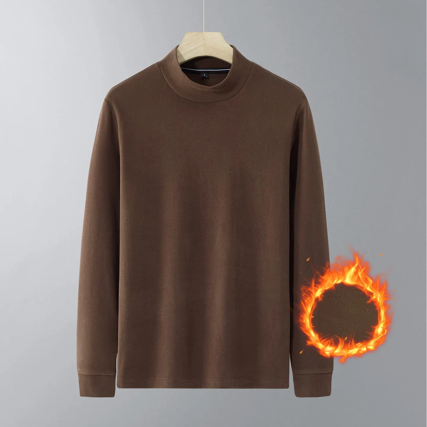

Autumn New Men's T-shirt Plus Size Half Turtleneck Collar Long Sleeve Velvet Bottoming Shirt Warm Men Thermal Underwear Winter