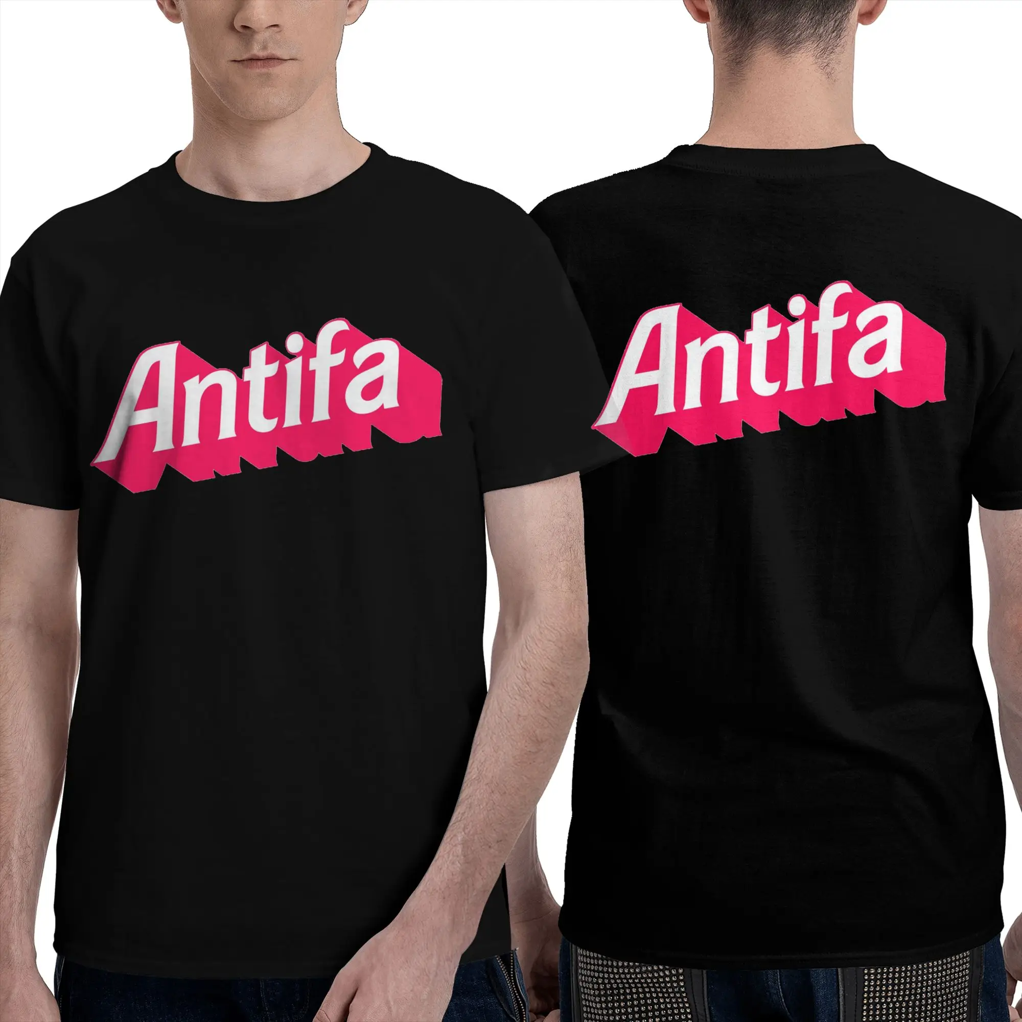 100% Cotton Antifa T-Shirt Men's Double Sided T Shirt Men Crew Neck Summer Shirts Tops S-6XL