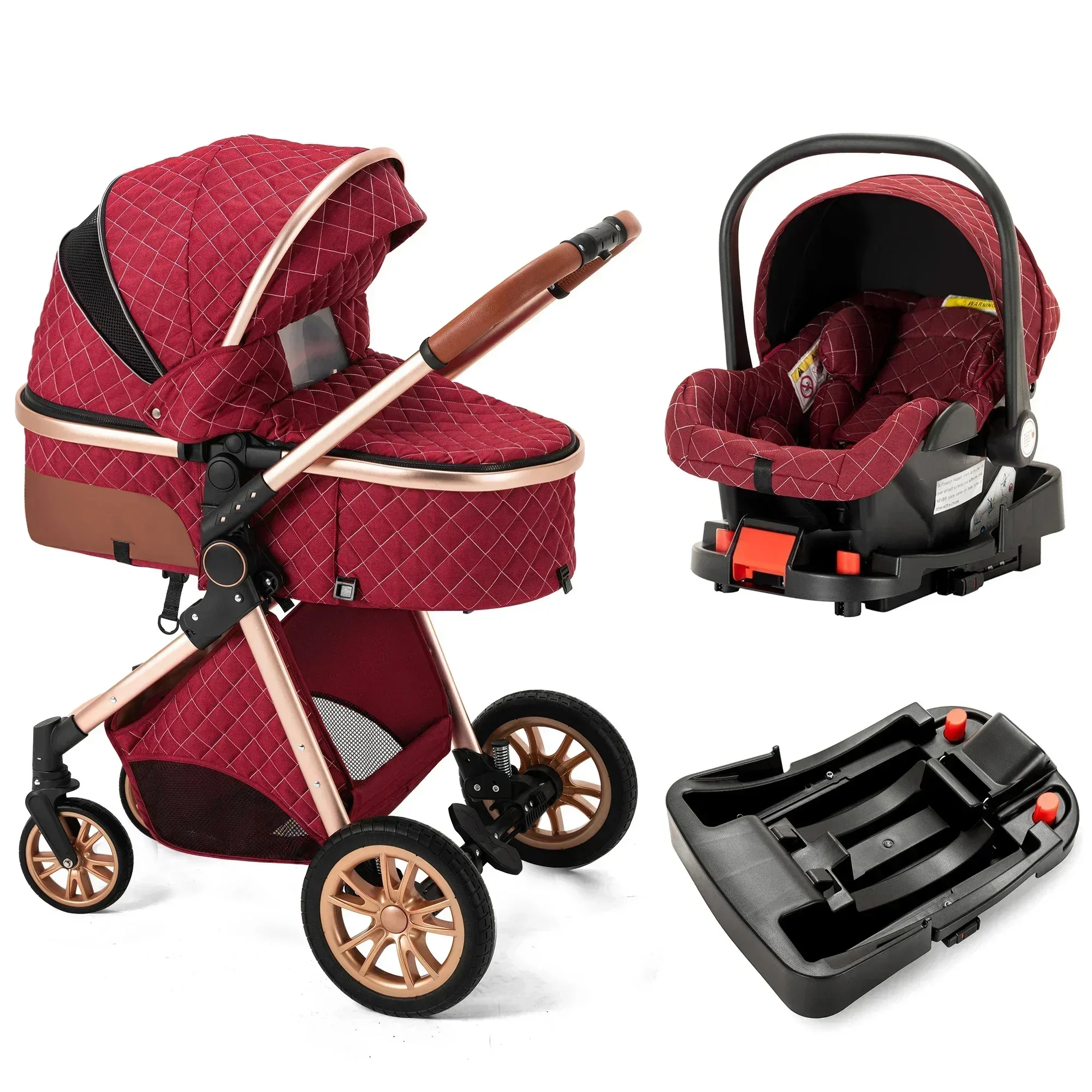 

2024 New baby stroller 4in1,High landscape baby carriage,baby stroller with car seat,Luxury Pushchair 4in1 ISOFIX base