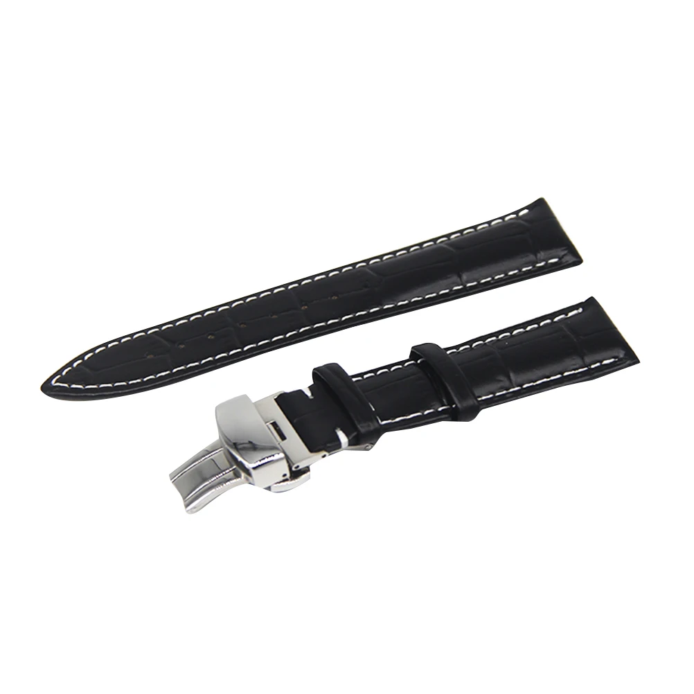 

18mm Top-Class Watch Strap Comfortable Replacement Band for Sport Casual Wristwatch Black White Line