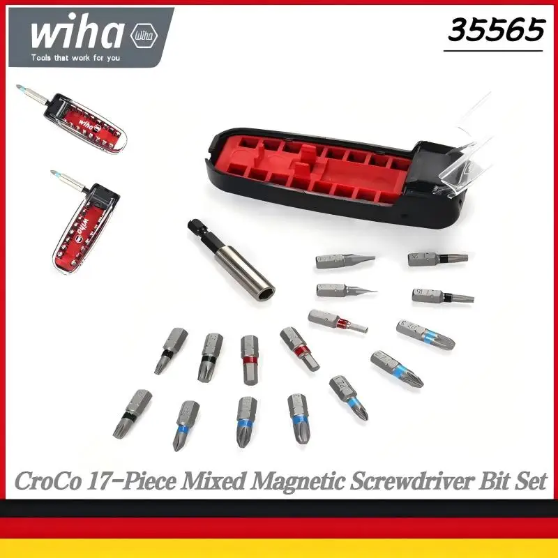 

Wiha 35565 CroCo 17-Piece Mixed Magnetic Screwdriver Bit Set - Durable Case, Manual Repair Tools