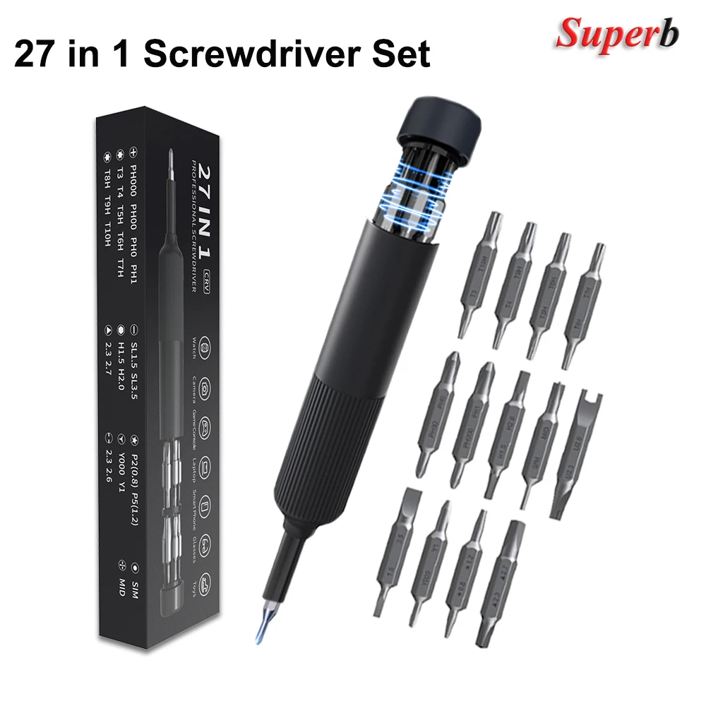 

27 in 1 Precision Multifunctional Screwdriver Set Pen Style for Watch Eyeglass PC Jewelers Laptop IPhone Manual Repair Tools Kit