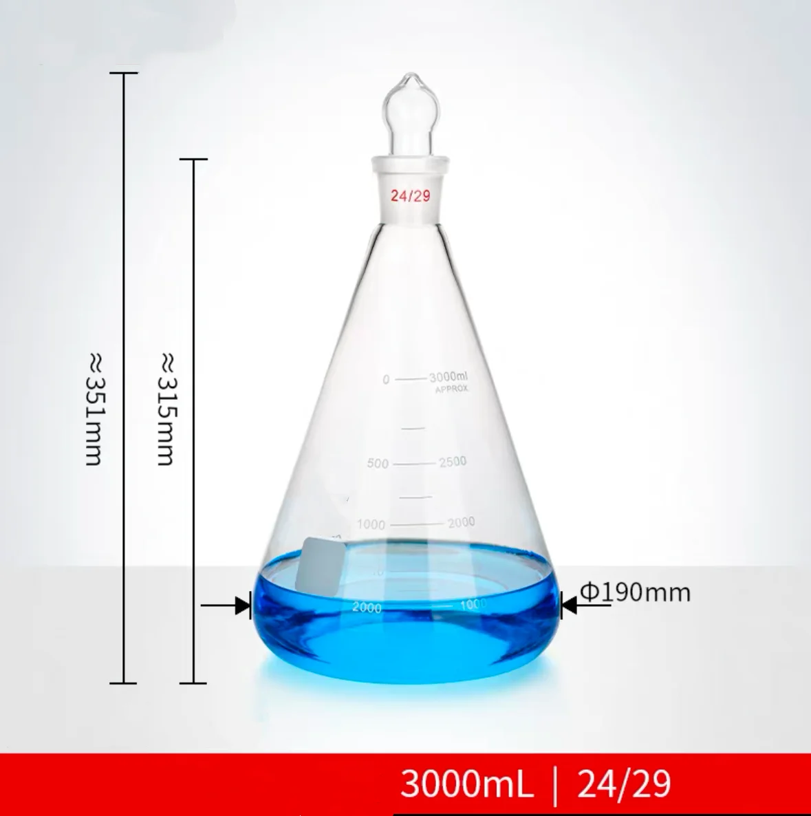 

3000ml Joint 24/29 29/32 34/35Lodine Flask With Ground-in Glass Stopper Mark Lodine Volumetric Flask Triangular Flask