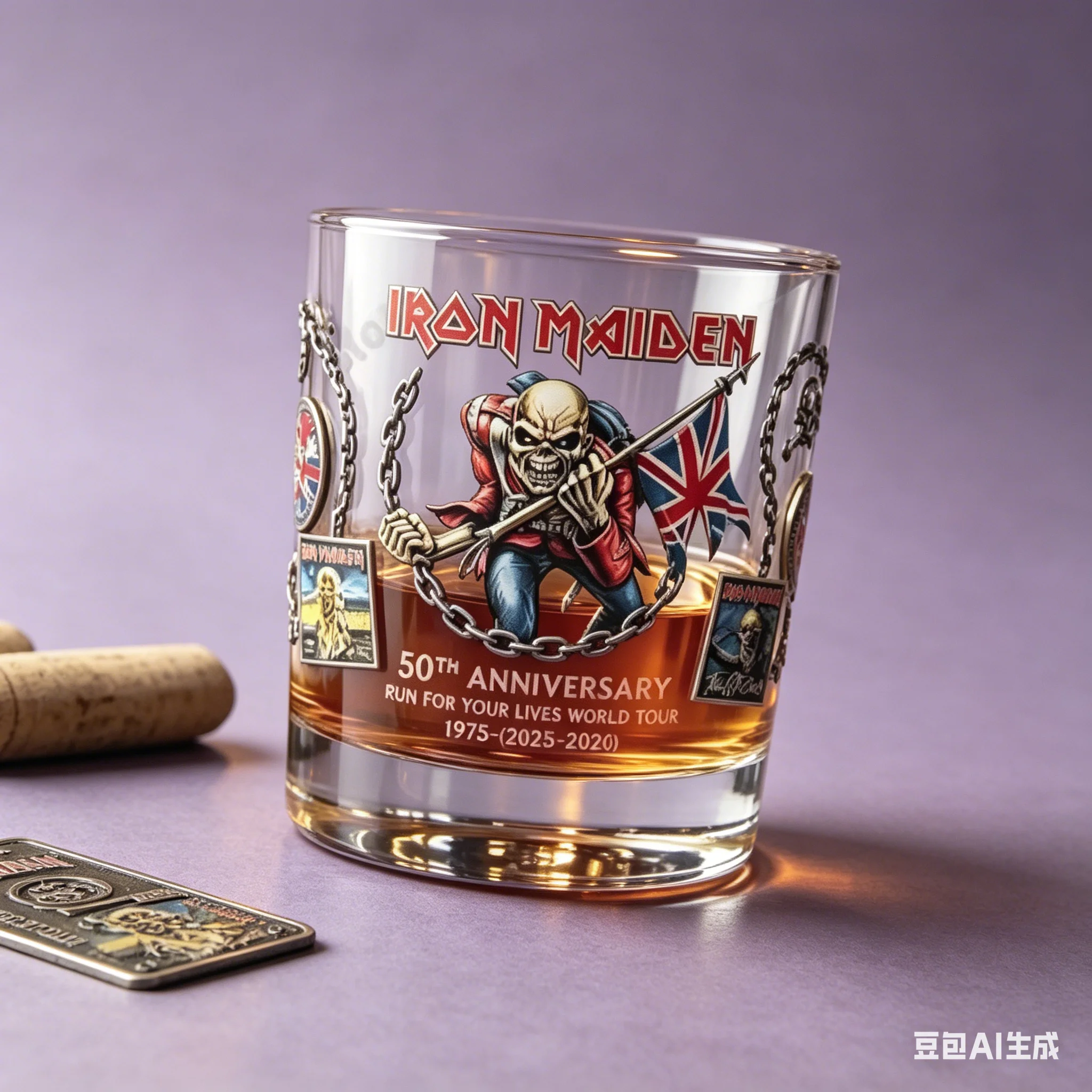 

Iron Maiden Eddie 50th Anniversary World Tour Limited Edition Engraved Crystal Whiskey Glass Collectible Rocks Glass