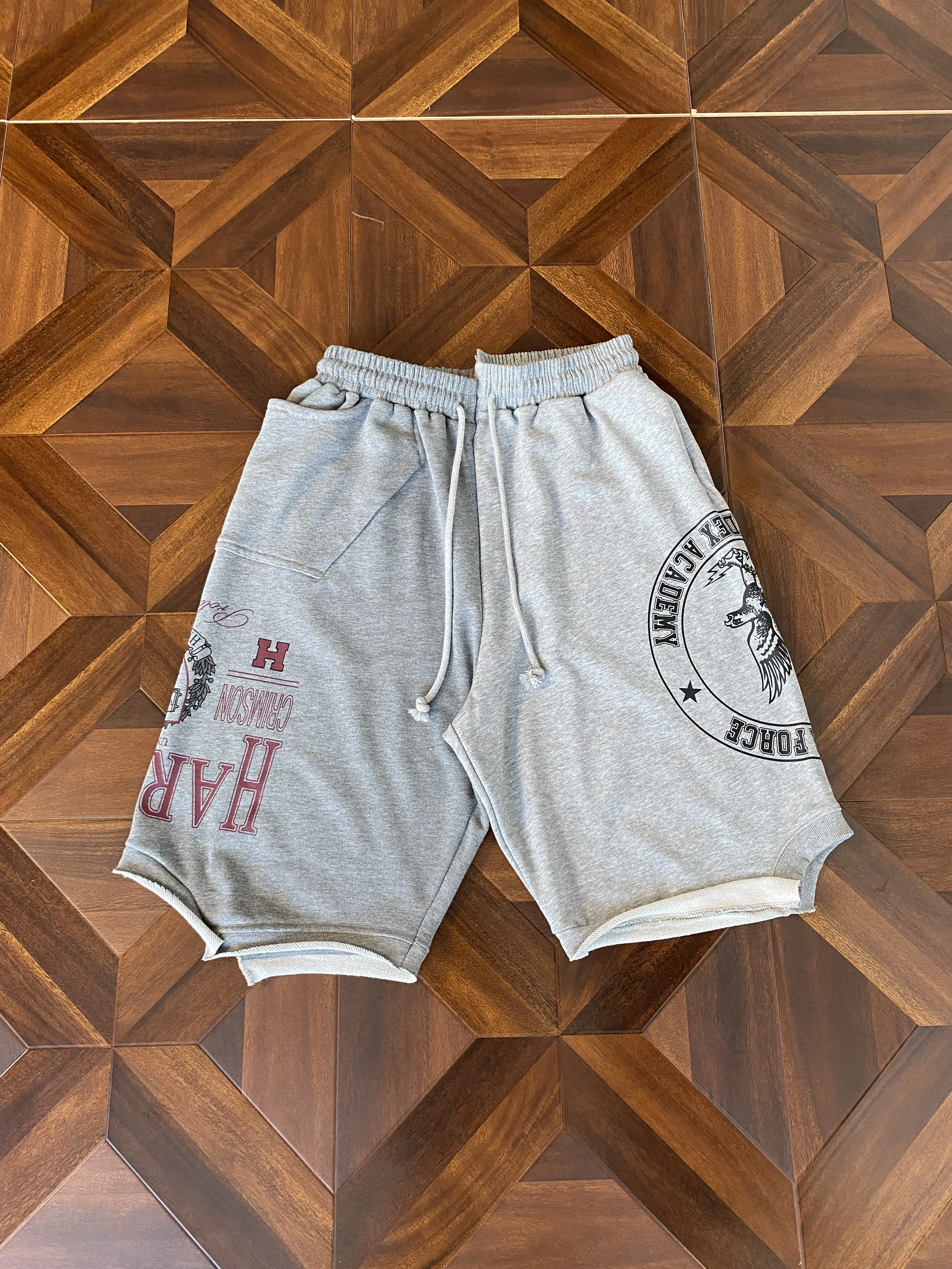 26ss High Quality Printed Women Men Oversized Ripped Shorts Hiphop Streetwear Cotton Short Seven-inch pants