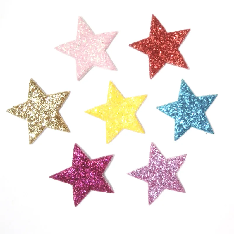 100Pcs 20mm Mixed Colors Padded Glitter Leather Star Appliques/Scrapbooking Craft Card Making Crafts Ornament Accessories