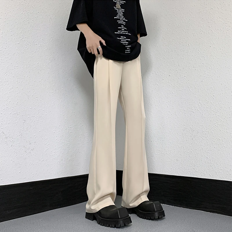 

Cleanfit Ice Silk Men's Casual Pants Trousers Straight Leg Bell Bottoms Light Beige Comfortable Drapey High-End Feel