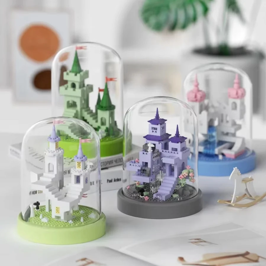 

Мини-конструктор «Домик» с пылезащитным чехлом, модель виллы, 3D DIY набор микро-блоков, игрушка для детей и взрослых, подарок на день рождения