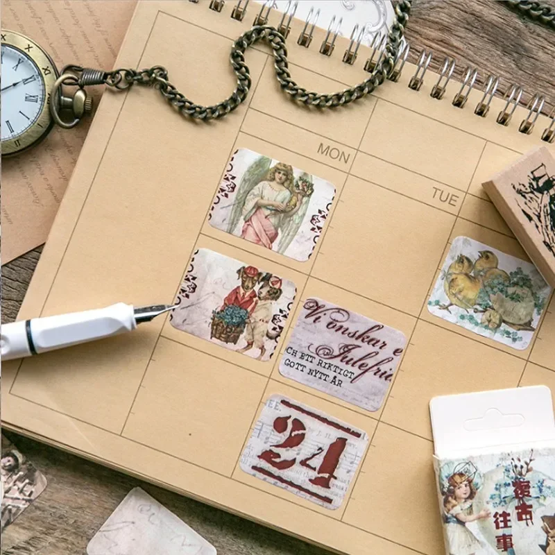 45pcs  Creative Retro Stamp  Paper Stickers Decorative Stationery Stickers Scrapbooking Diy Diary Album Stick Label