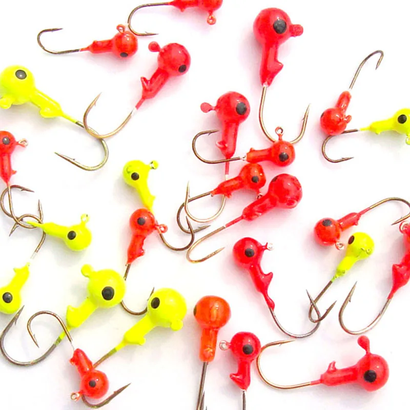 Jig Head rojo y amarillo – Cabeza plomada brillante para vinilo - imagen 4
