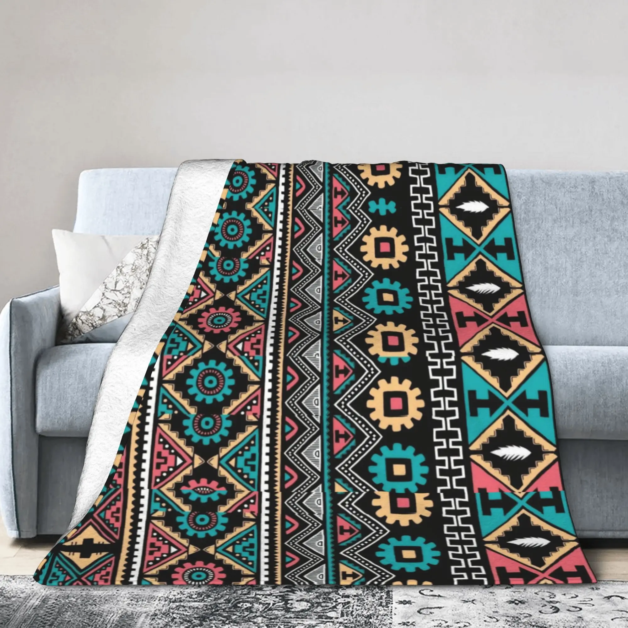 Custom Morocco Culture Style Blanket Soft Flannel Fleece Warm Tifinagh Amazigh Throw Blankets for Office Bed Couch Bedspreads