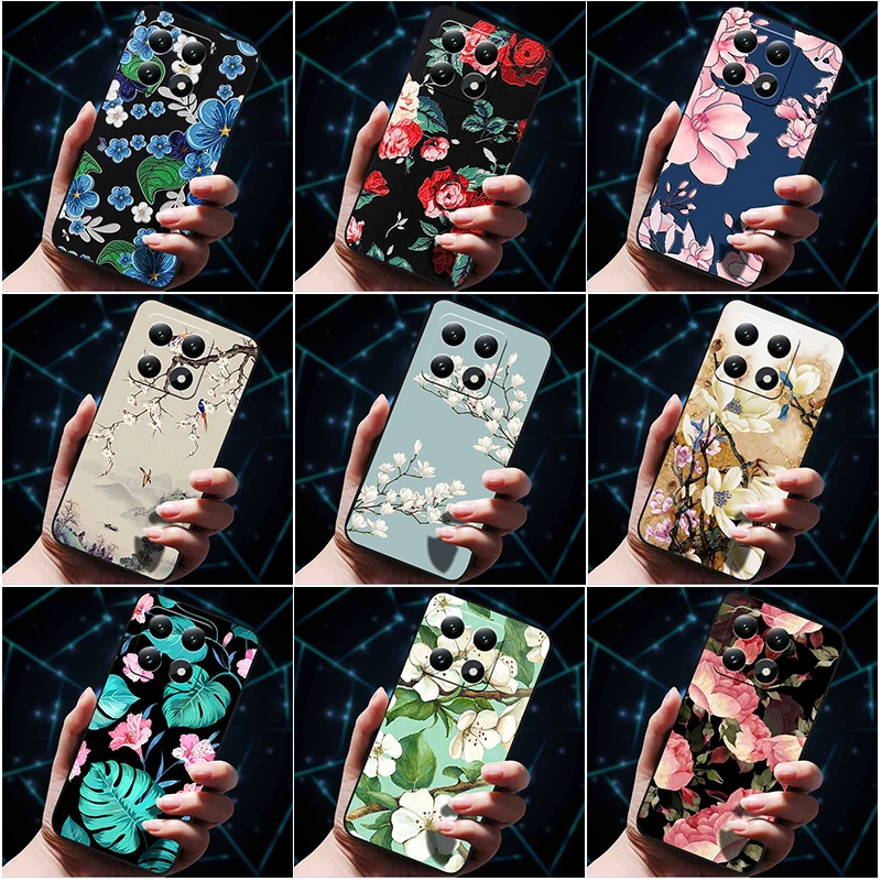 Fundas con estampado de flores 3D para Xiaomi 14T Pro 5G, Fundas de teléfono de silicona suave para Xiaomi 14T 5G, Fundas traseras, bolsa Mi 14T Pro
