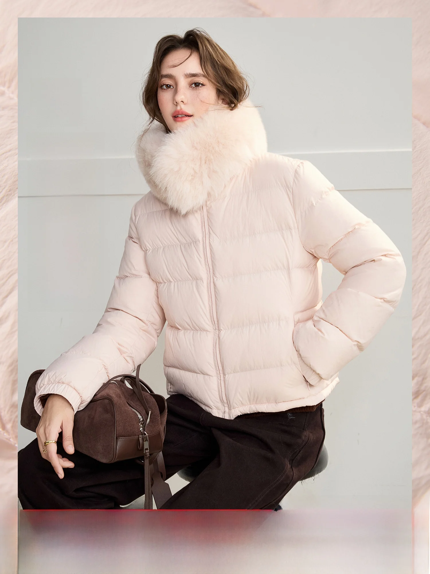 

Lilian Lightweight down Jaet Women's High Warmth Goose down Tee-Proof Collar Breadbone Coat Ladies' Faion Outerwear