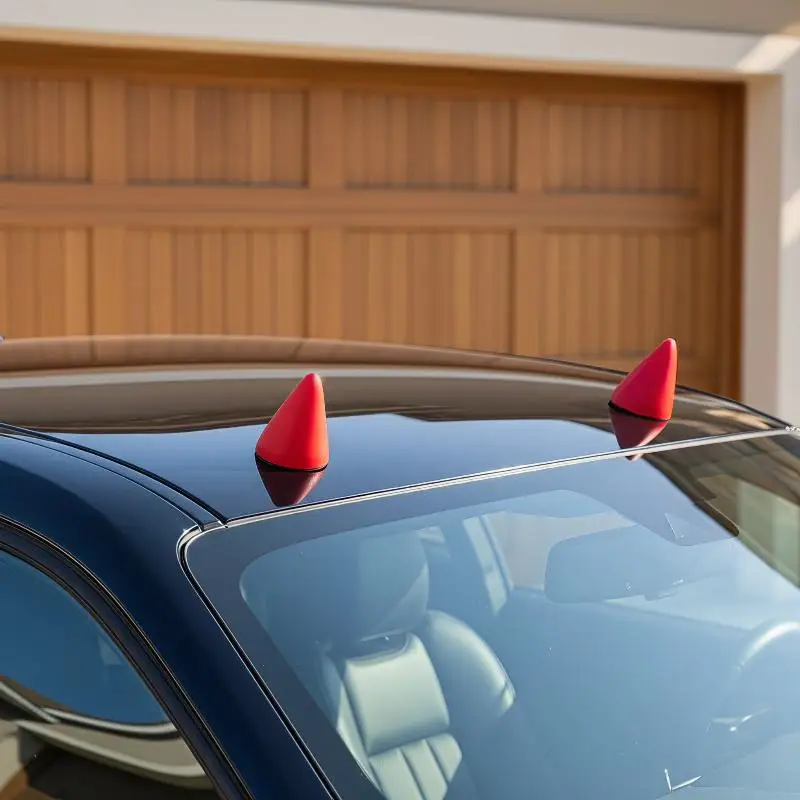 Car Exterior Decor Sticker Red Mini Conical Self-Adhesive Silicone Devil Angle Anti-Collision for Door Edge Bumper Guard