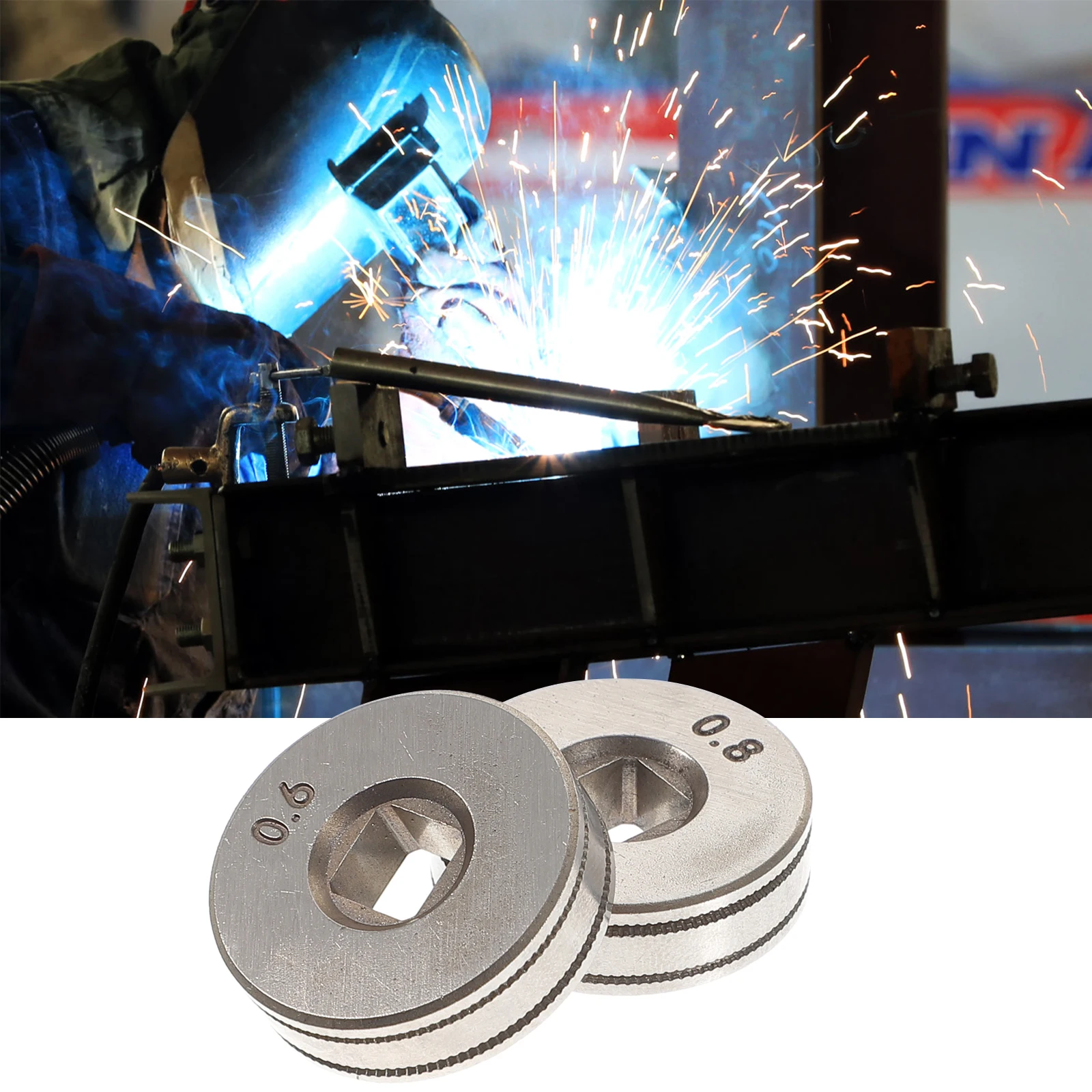 

2Pcs Wire Feed Drive Roller 0.6 0.8 Silver Knurled Groove High Precision Welding Tools Accessories Wire Feed Drive