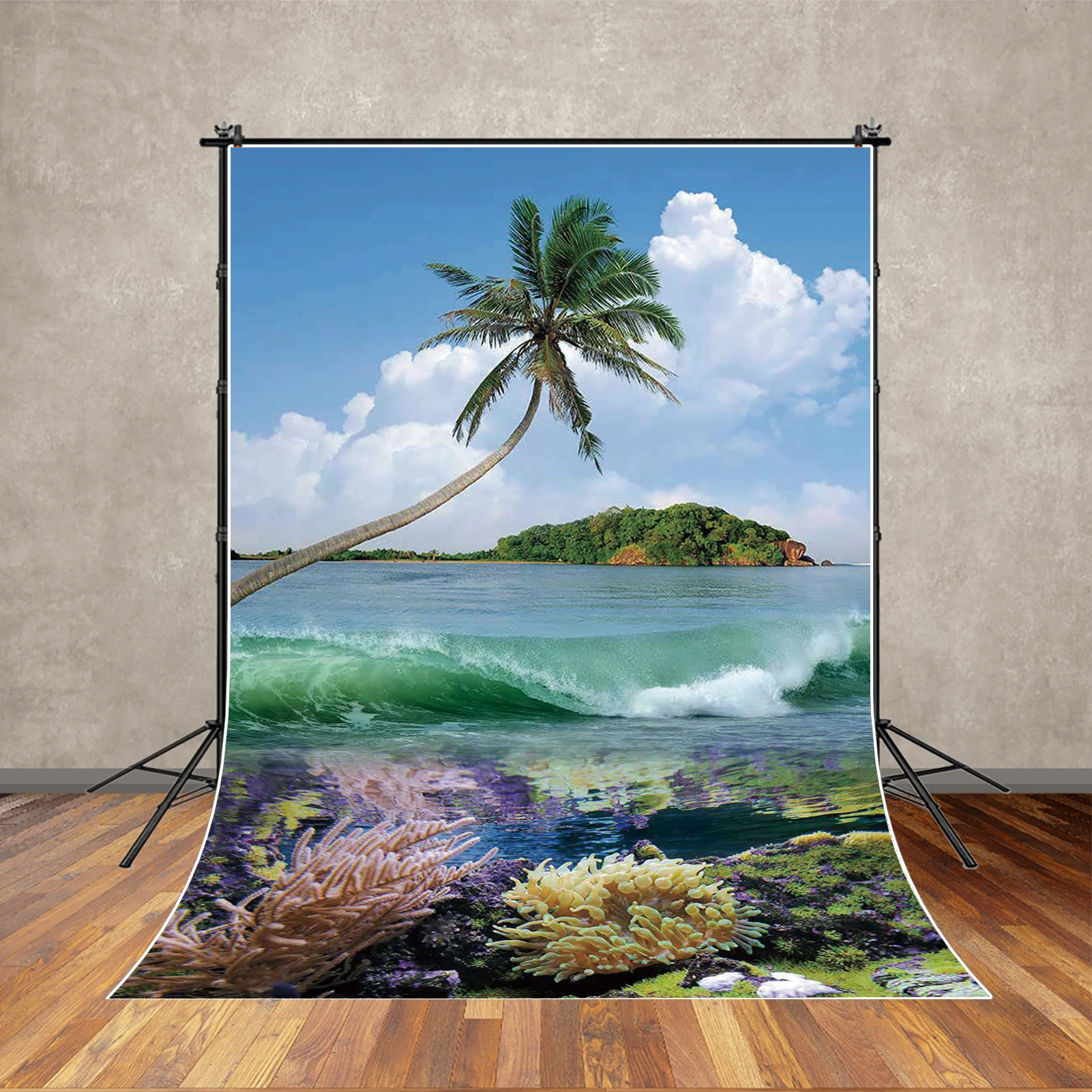 MOON.QG тропический приморский пляж фон Гавайский день рождения фото фон вечерние у бассейна океан Луау помолвка свадебный фон