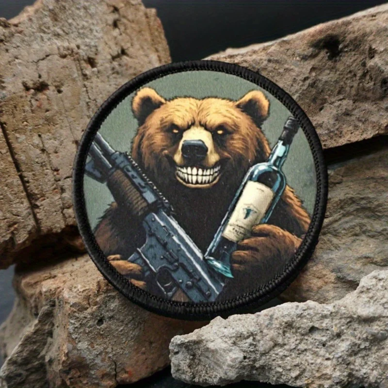 2026 Neuer taktischer Aufnäher, böser Braunbär-Abzeichen, Militär-Armband, DIY-Dekorationspatch, Aufnäher für Kleidung, Klettverschluss