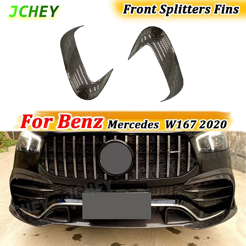 

JCHEY For Mercedes Benz GLE Class W167 GLE53 AMG SUV 2020 UP Dry Carbon Fiber 2Pcs Front Fog Lamp Fin Splitters Air Vents Trim