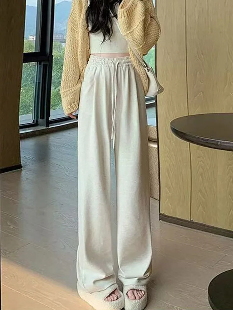 

High Waist Straight Leg Pants Women's Soft Stiy Rice Loose Casual Pants Spring Summer Slimming Visual Effect Small Size