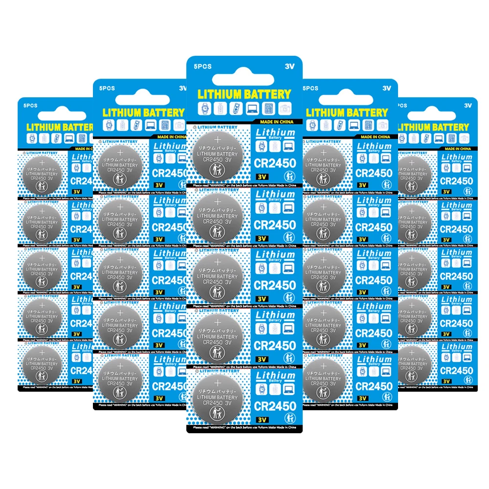 5-50Pcs CR2450 580mAh Buttom Battery DL2450 BR2450 KCR2450 LM2450 3V Coin Cells For Car Key Remote Control Watch