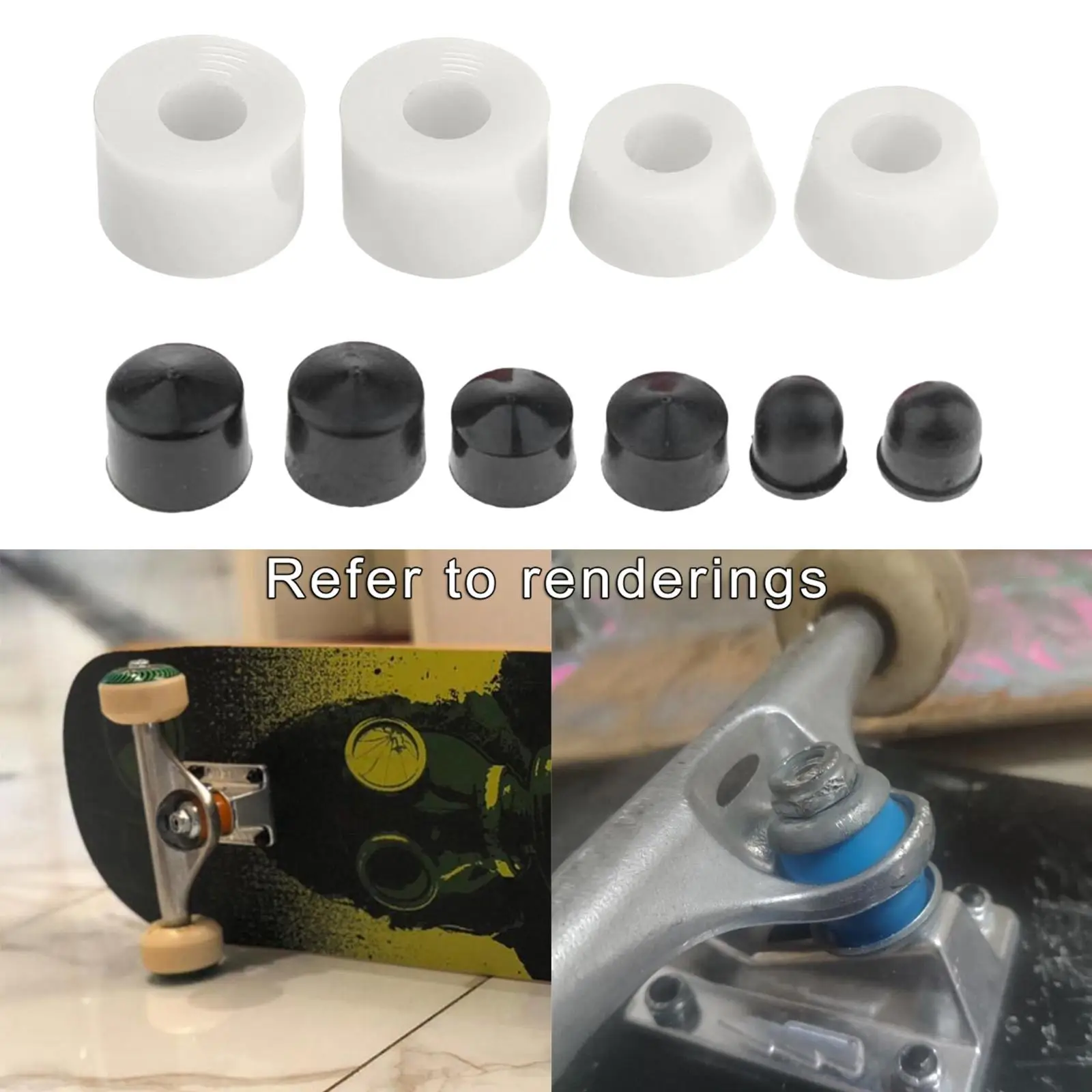 3-6pack Skateboard Truck Bushing Kit Shock Absorbers Soft for Outdoor White