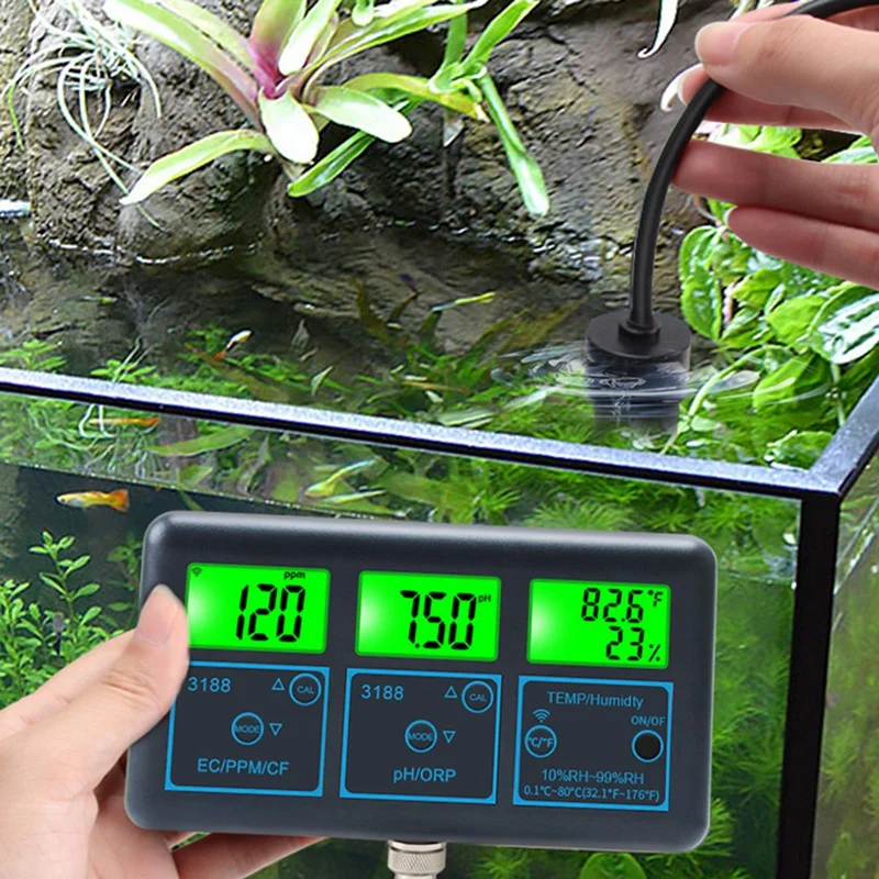 Tuya Wifi 7 In 1 Water Quality Tester Multi-Parameter Water Analyzer Digital PH/ORP/EC/Temperature Monitor Meter