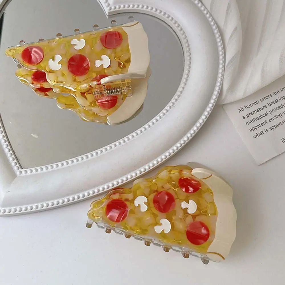 

Creative Cake Pizza Hair Claw Cherry Mid Size Mushroom Shark Clip Triangle Geometric Acetate Hair Clip Wash Face