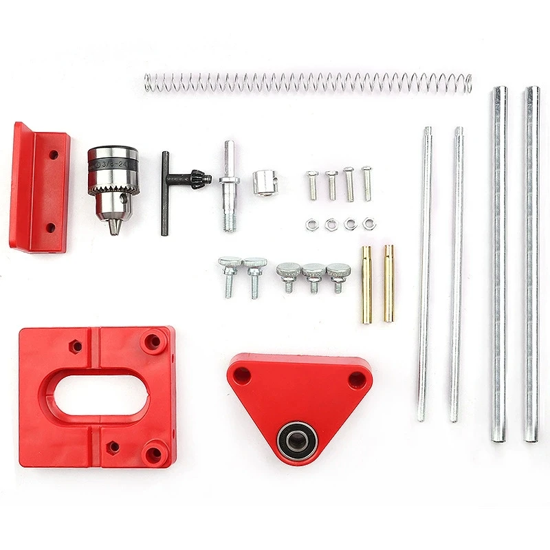 Adjustable Punch Locator Hole Drill Guide Drilling Template Guide Tool Alloy Steel Bar Plastic Base Woodworking Drill Locato