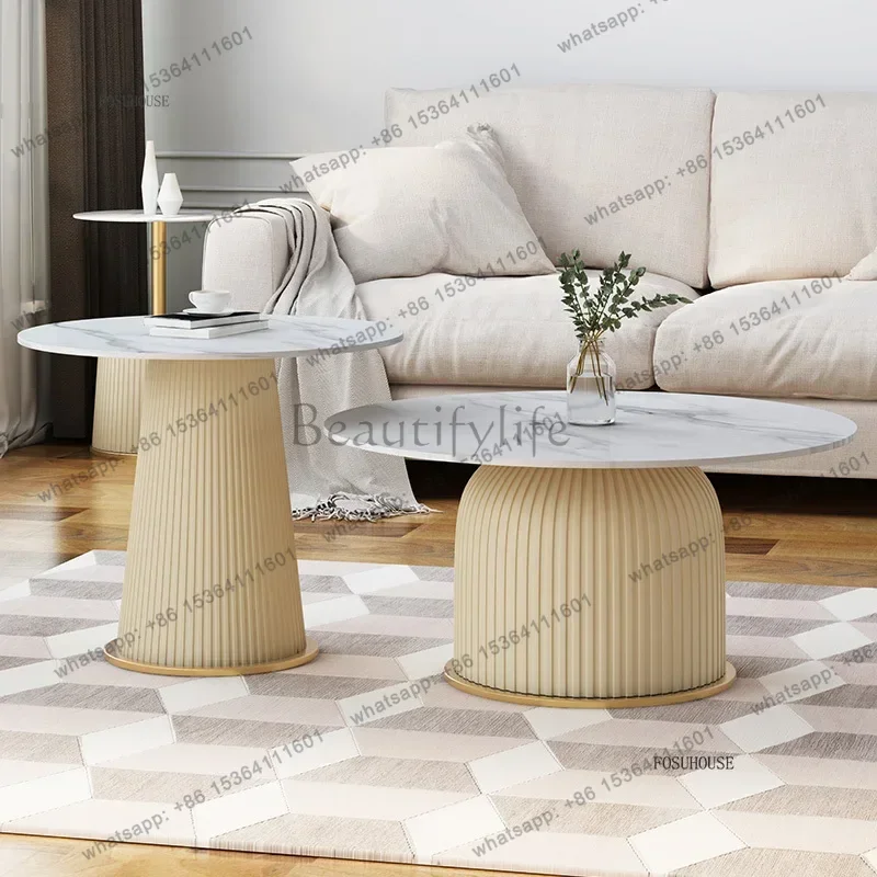 LSElegant Italian Rock Board Coffee Table Set for Living Room Bedroom Hotel Suite Modern Minimalist Indoor Furniture Space Savin