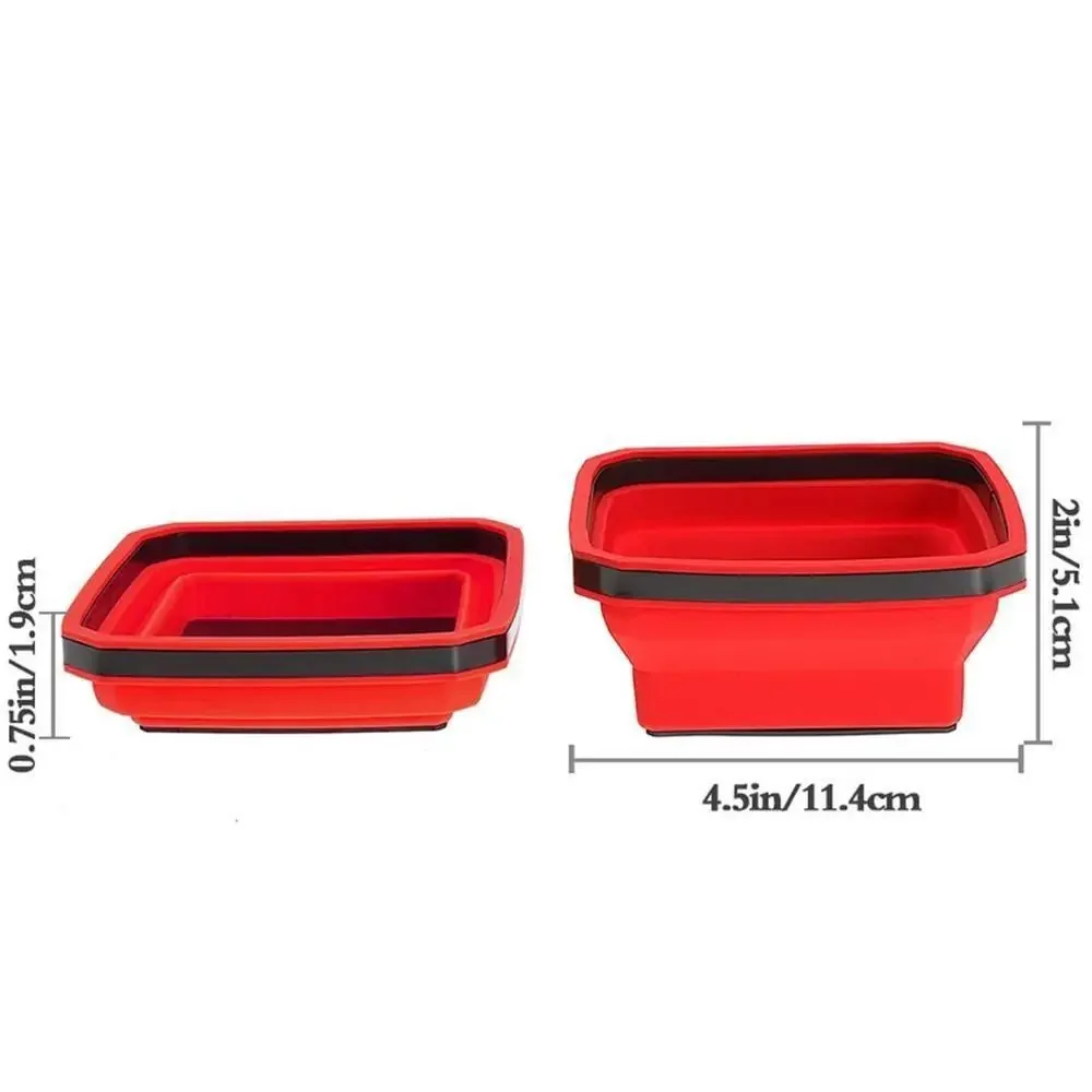 1pc Foldable Magnetic Parts Tray, Colored Square Silicone Folding Magnetic Knife Holder, Magnetic Screw Storage Container view 2