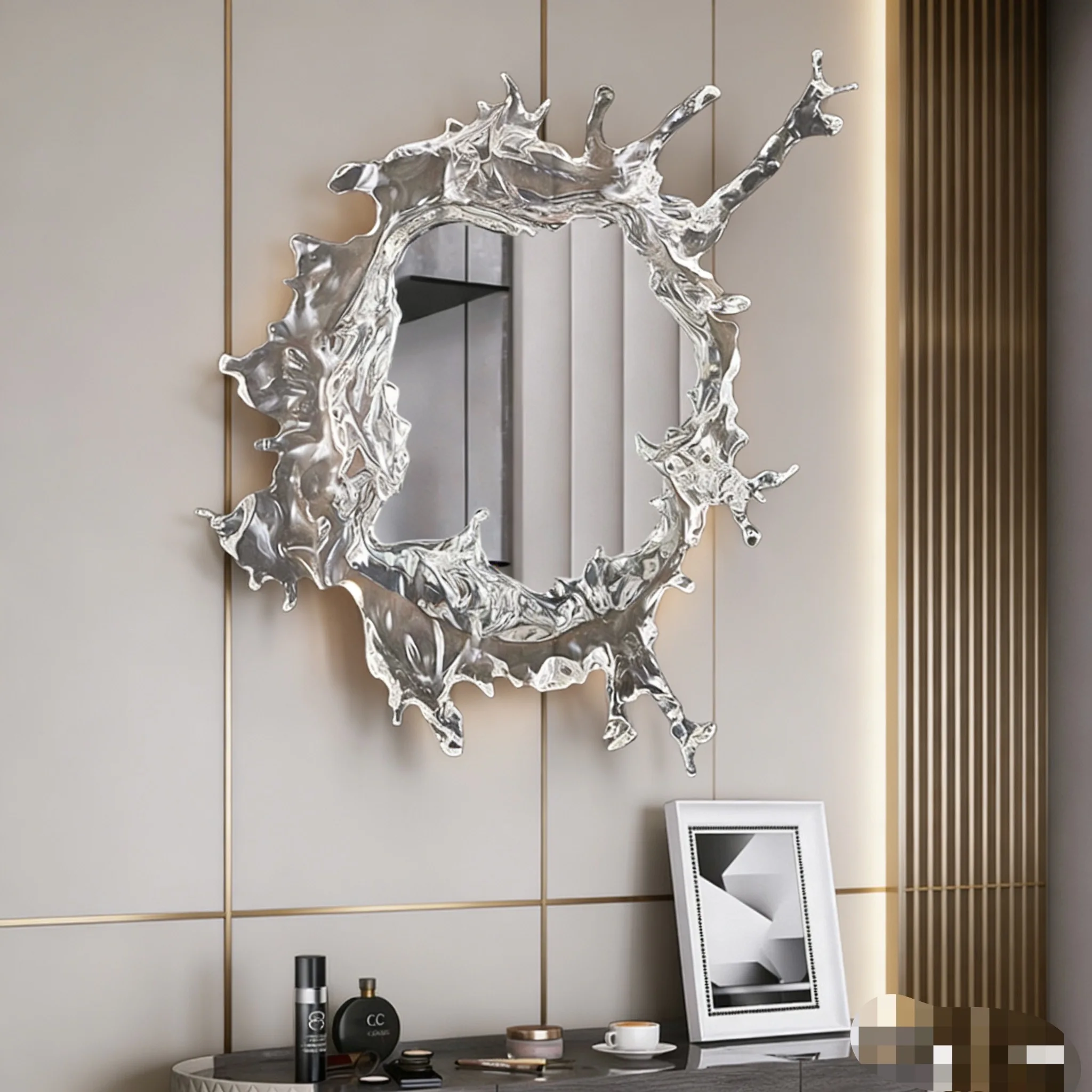 Platinum Crystal Art Ruishui Mirror Wall Lamp Designer Decorative Splash Dressing Mirror Lights Hotel Bathroom Atmosphere Lamp
