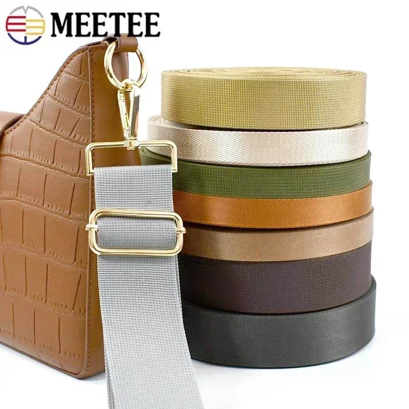 Meetee 8Meters 25-50mm High Quality Nylon Webbing Band Herringbone Pattern Lace Tape Ribbon DIY Bag Strap Sewing Accessories