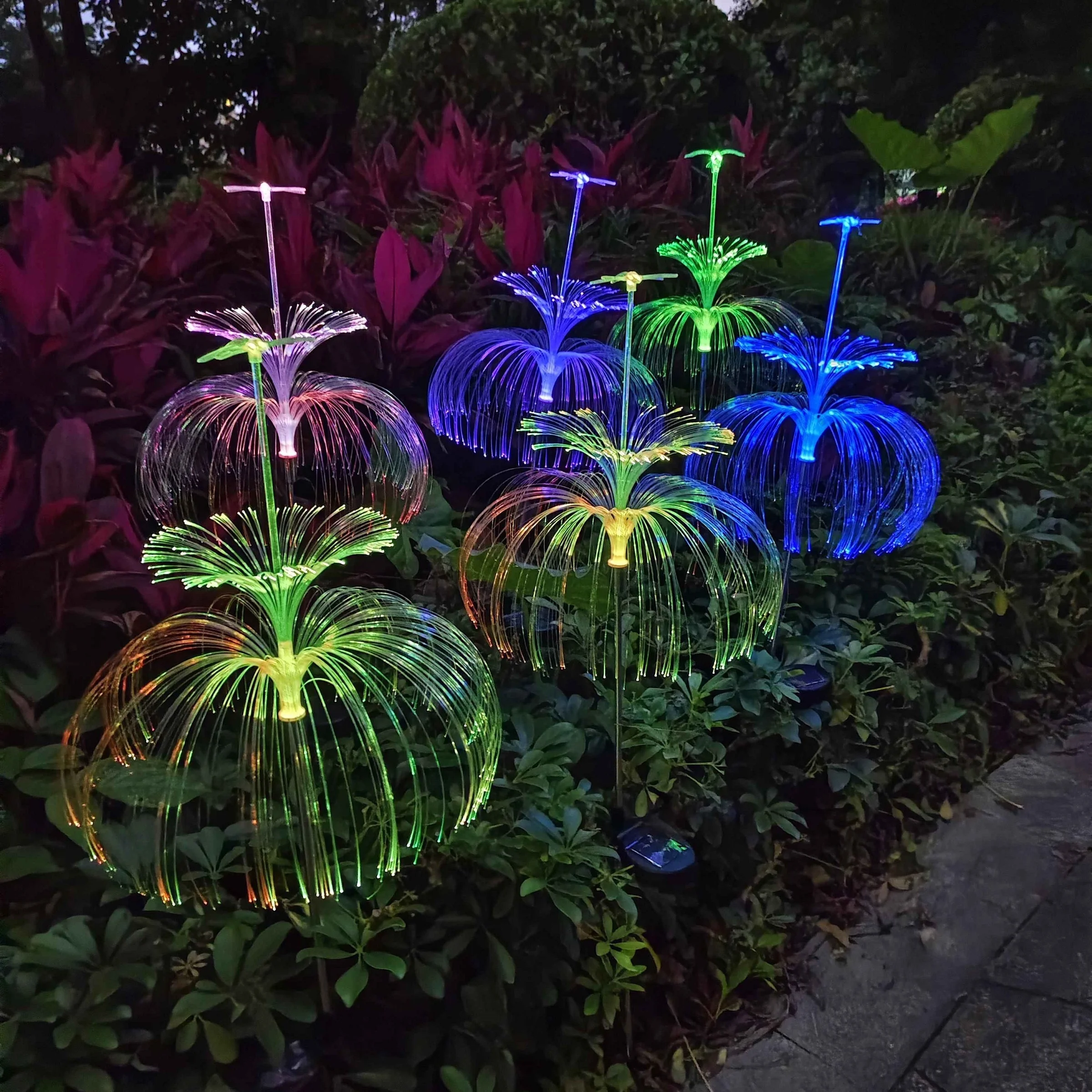 Solar Lamp Dragonfly Double-layer Jellyfish Lamp Colorful Color-changing Led Outdoor Lighting Decorative Landscape Lamp Solar Garden Lamp Lawn Lamp