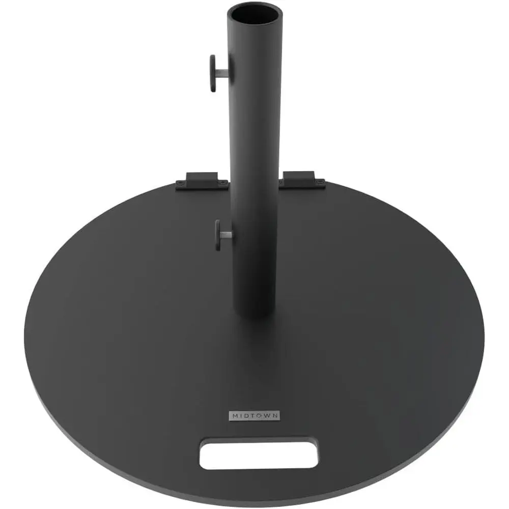 Round Base Outdoor Patio Umbrella with Wheels, 55lbs, Black