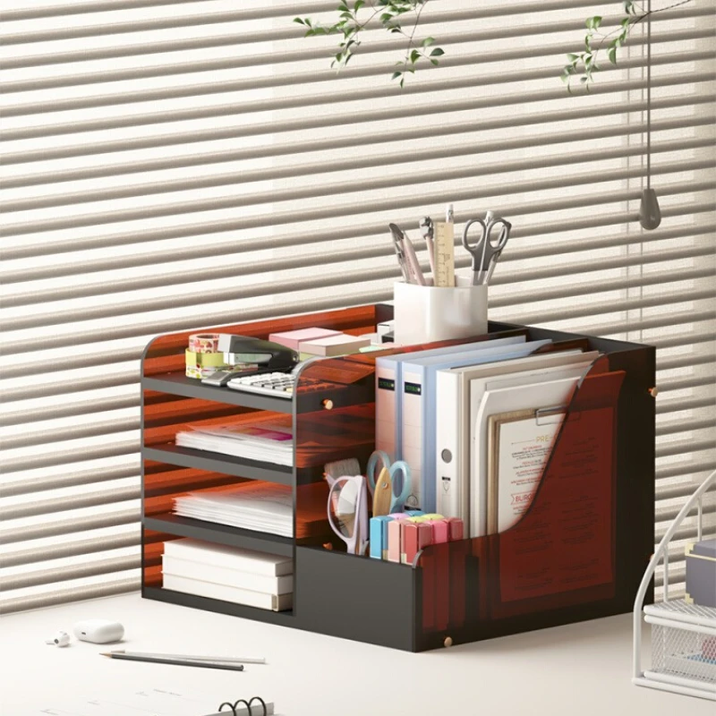 

Современный прозрачный акриловый настольный органайзер для документов - многоцелевой офисный лоток для бумаги, система стойки, ящик для хранения канцелярских принадлежностей