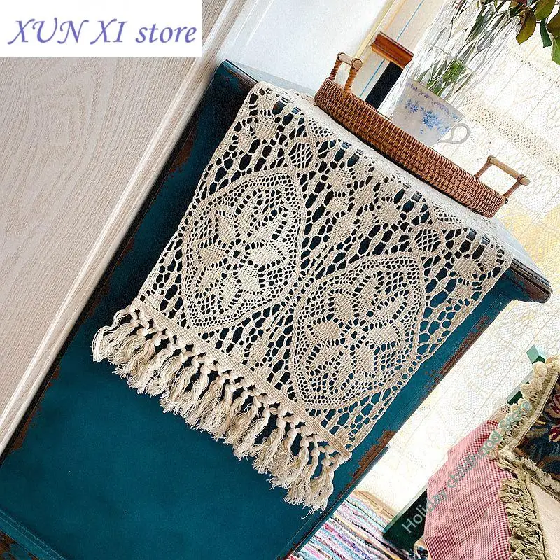 

American Rural heavy industry Crochet cotton knitting lace hollowed out tablecloth table flag tea table cloth TV cabinet cover