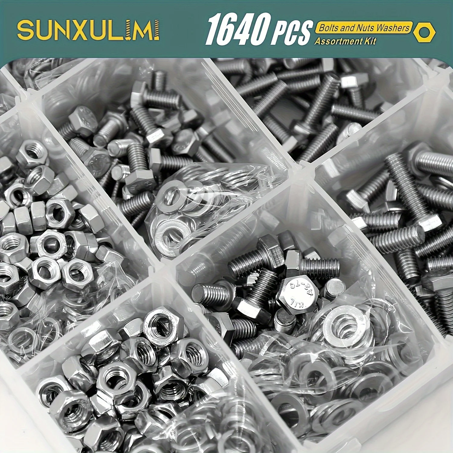 720PCS 1640PCS M4 M5 M6 Bolts and Nuts Assortment Kit 304 Stainless Steel(18-8) Hex Screws Nuts & Washers