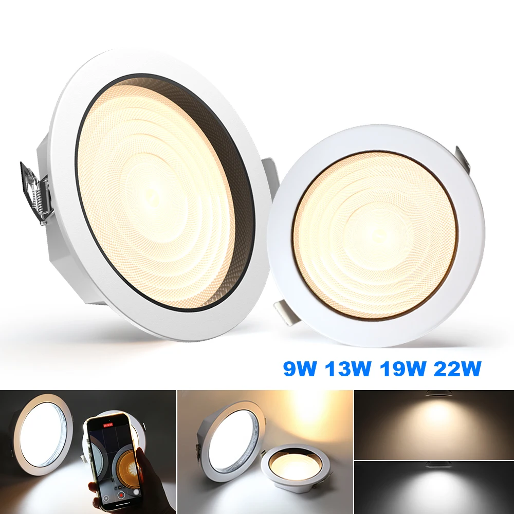 Focos LED de techo Dowmlight AC 220V redondo empotrable LED Dowm lámpara de techo 9W 13W 19W 22W iluminación interior