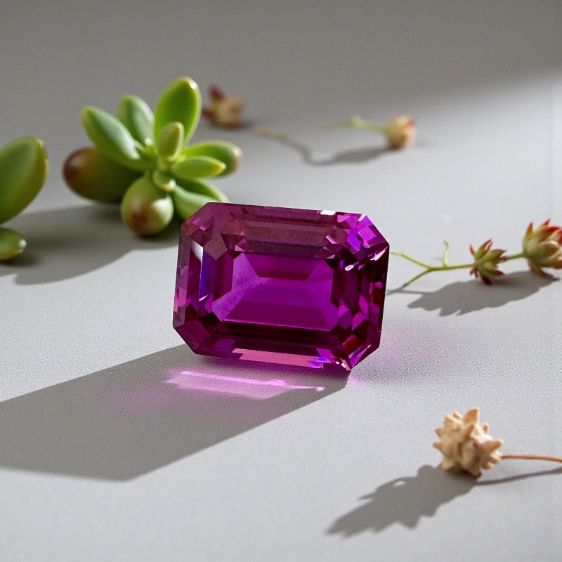 Purpurrote Smaragde im Schliff, lose Edelsteine, im Labor gezüchteter Saphir 1,25 Karat, zertifiziert, natürliche AAAAA-Qualität, Schmuckstück – Detail 5