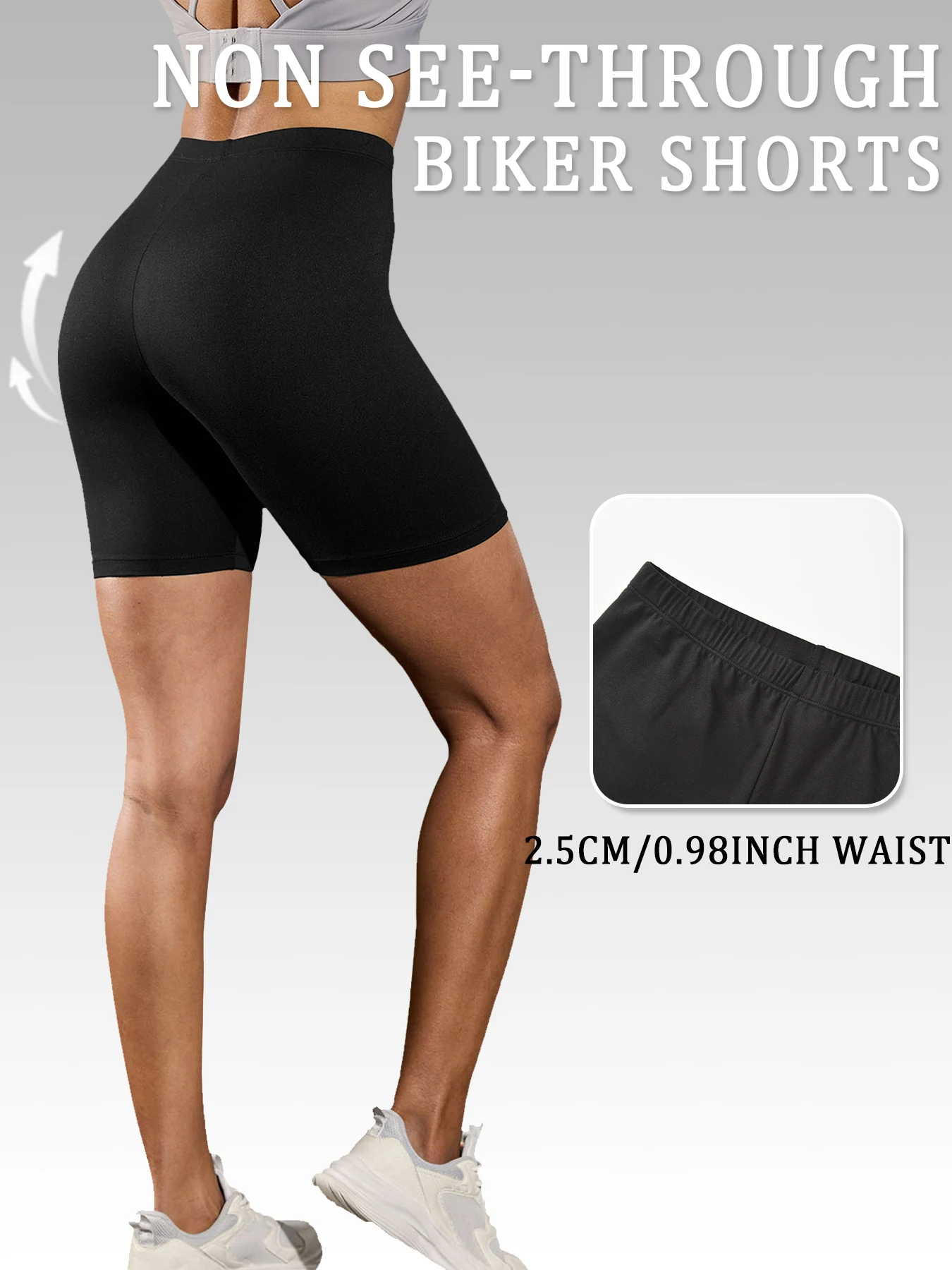 Confezione da 5 pantaloncini da motociclista super morbidi da donna ad alta elasticità, non trasparenti, allenamento, corsa, yoga, atletico, 6 "cucitura push up, palestra, fitness