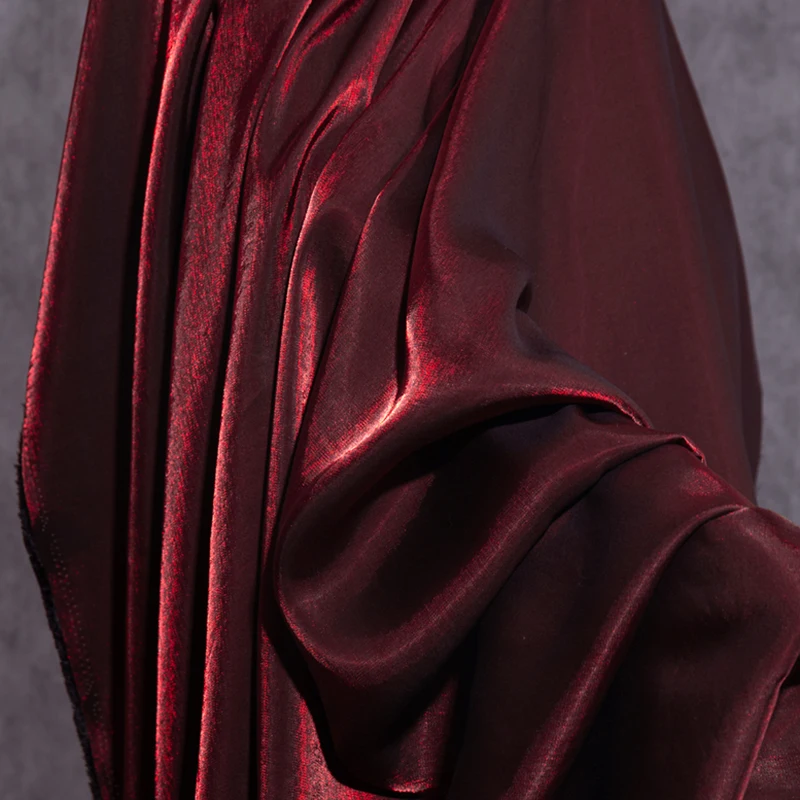 Gradient Wine Red Glazed Silk Satin Fabric Hanfu Pants Skirt Wedding Skin-friendly Breathable Bright Luster