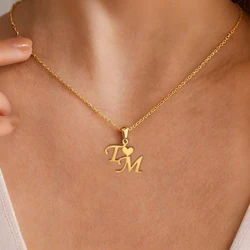 Lemegeton Personalized Name Necklace Custom Initial Letter Necklaces For Women Stainless Steel Jewelry Customized Nameplate Gift