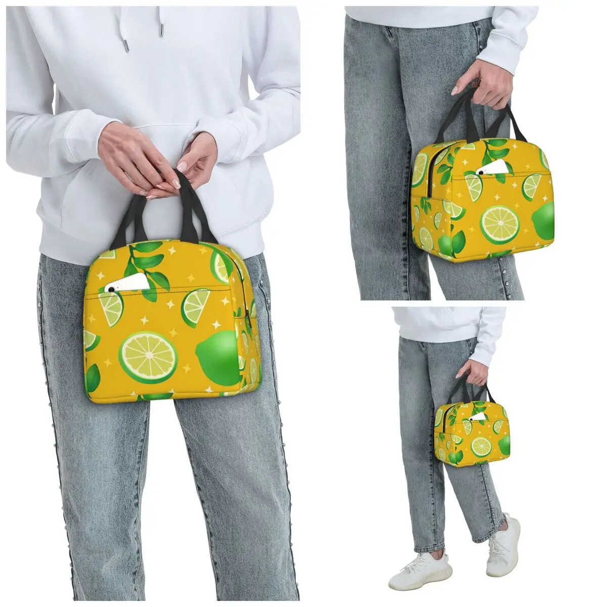 Cartoon Fruit Watermelon Cherry And Pineapples Insulated Lunch Bag Cooler Thermal Food Box Tote Portable Lunch Boxes Container