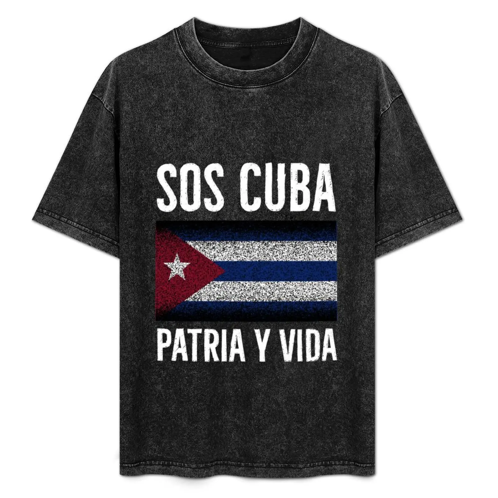 patria y vida sos flag libre cuban flag flag free viva libre con bandera cubana T-Shirt vintage graphic tee men clothing