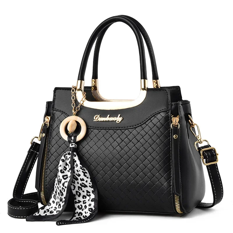 Women Bag 2024 New Small Shoulder Bag Black Ribbons Crossbody Plaid Good Quality Fashion Handbags