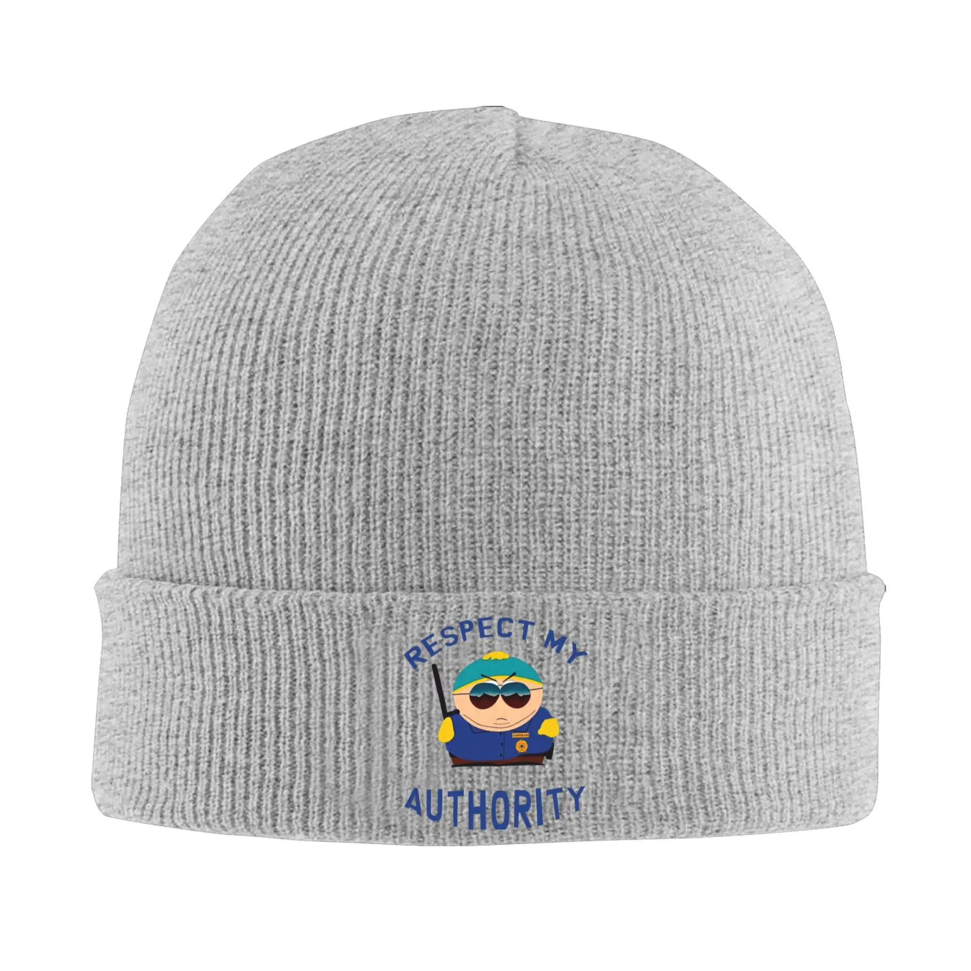 Eric Cartman Respect My Authority Souths Parks Knitted Caps for Women Men Skullies Beanies Autumn Winter Hats Acrylic  Warm Cap
