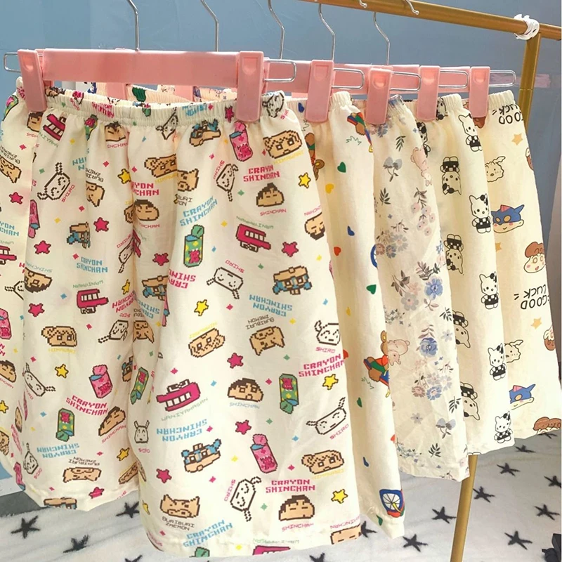 

Bandai Crayon Shin-Chan Kawaii Anime Summertime Shorts Cute Sweet Cartoon Pajama Pants Lovely Fallow House Pants Gifts for Girls