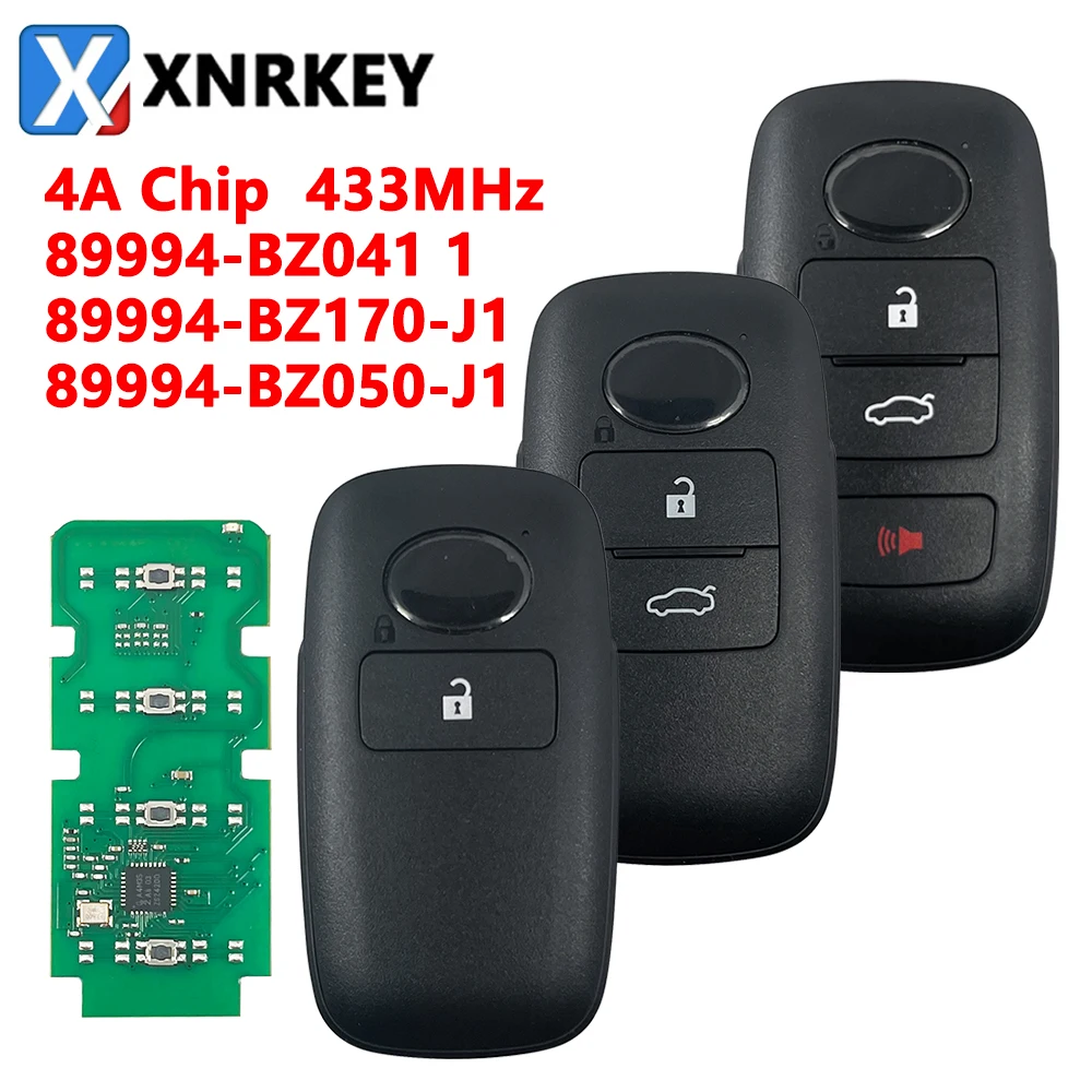 XRNKEY 2 3 4 Buttons 433MHz 4A Chip for Toyota Raize Rocky Auto Smart Remote Control Key Fob Replacement 89994-BZ170 89994-BZ041