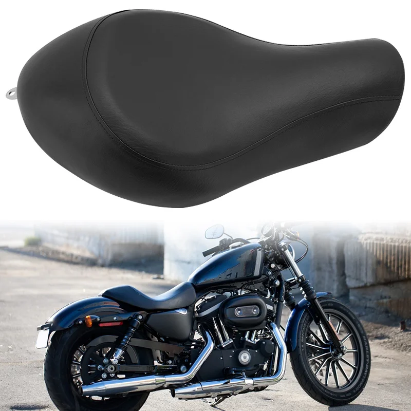 

Motorcycle PU Leather Front Solo Seat Black Driver Cushion For Harley Sportster XL 1200 883 48 72 Custom 2004-2015