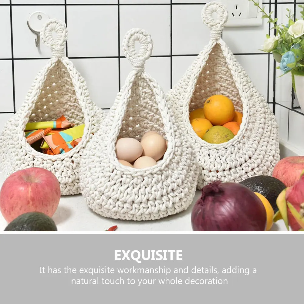 

1Set Hanging Fruit Basket Woven Vegetable Basket Kitchen Storage Hammock Onion Banana Holder Wall Decor